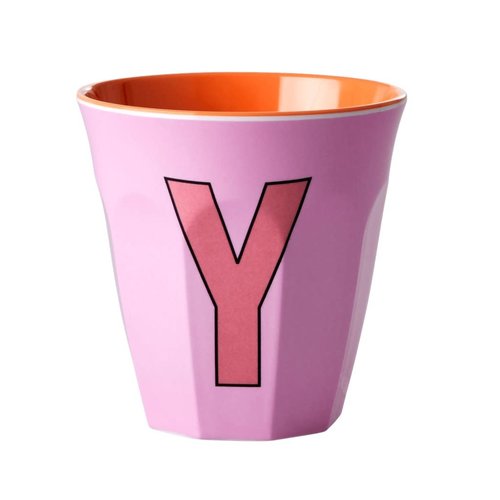 Rice Melamine cup letter Y pink