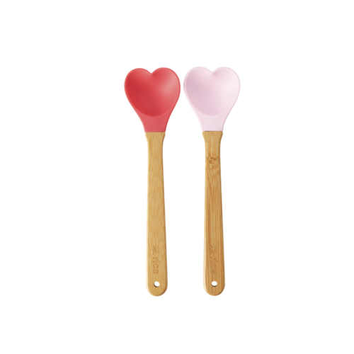 Rice Silicone Mini spatel Hart set/2 Red and Pink