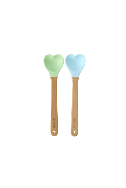 Silicone Mini spatel Hart set/2 Mint and Green