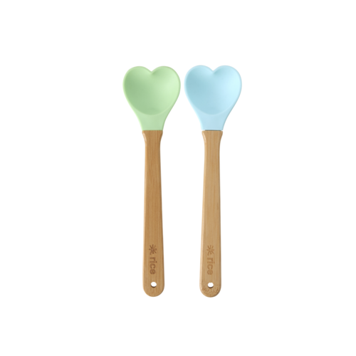 Rice Silicone Mini spatels Heart set/2 Mint and Green