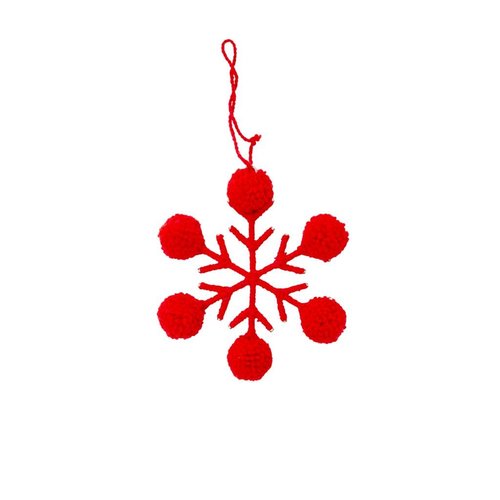 Rice Kerst hanger Snowflake Christmas ornament rood