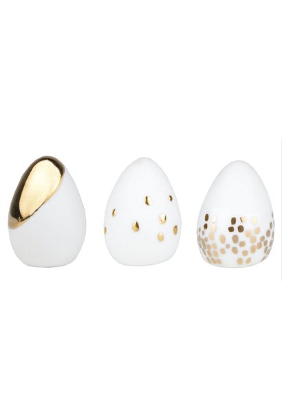 Paas Eitjes mini wit/goud set/3