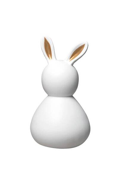 Porcelain Easter Bunny Lady large white-gold