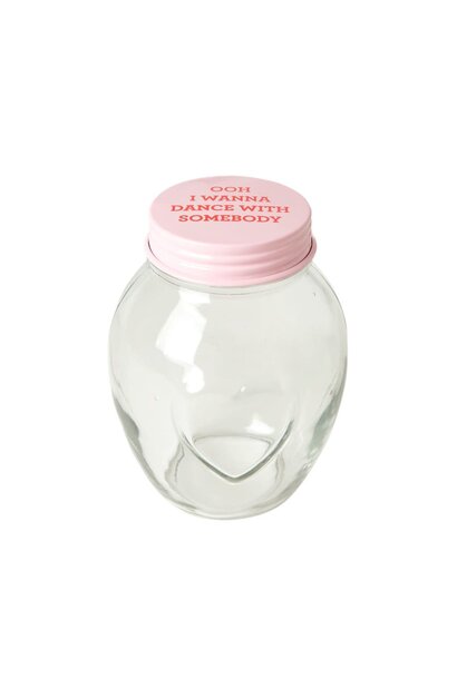 Voorraadpot glas Roze deksel large 1,8ltr