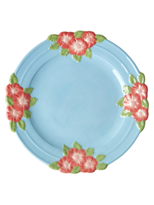 Rice Aardewerk diner bord Embossed Flower Mint