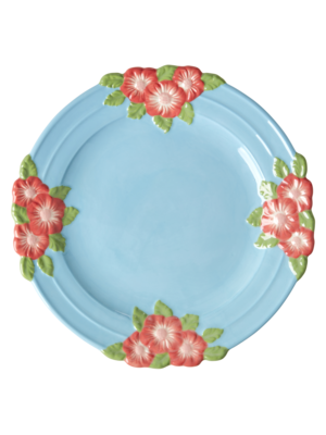 Rice Ceramic dinner plate Embossed Flower Mint