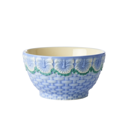 Rice Aardewerk kom small Embossed Flower Blue