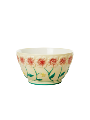 Rice Aardewerk kom small Embossed Flower Creme