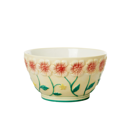 Rice Aardewerk kom small Embossed Flower Creme