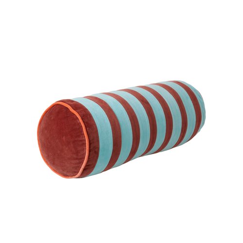 Rice Kussen Bolster fluweel medium 60x25cm Mint and Brown streep Rice Kussen Bolster fluweel medium 60x25cm Mint and Brown streep