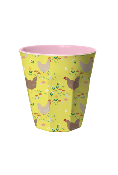 Melamine beker Hen soft yellow