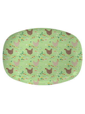 Rice Melamine ovaal bord Hen soft green