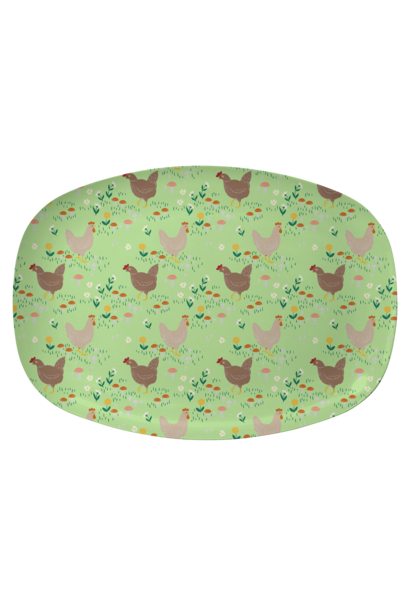 Melamine ovaal bord Hen soft green