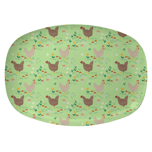 Rice Melamine ovaal bord Hen soft green