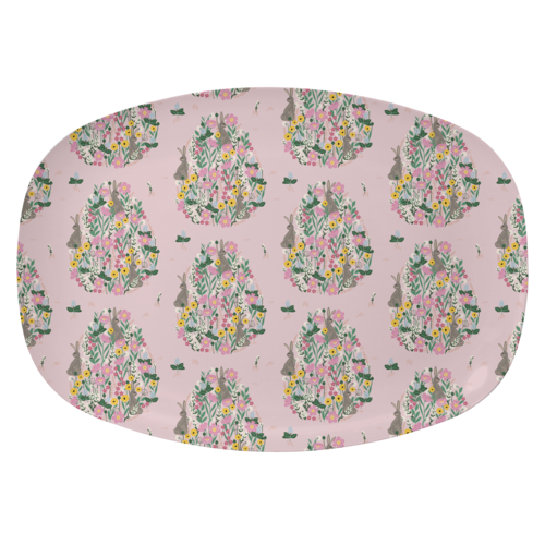 Rice Melamine oval plate Bunny soft pink