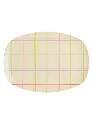 Rice Melamine ovaal bord Multicolored Check