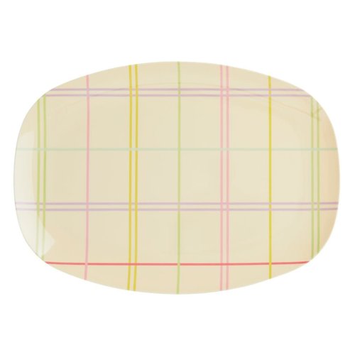 Rice Melamine ovaal bord Multicolored Check