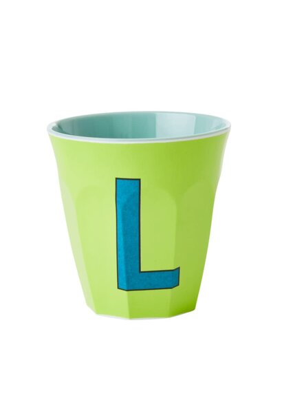 Melamine beker letter L lime green - multicolor