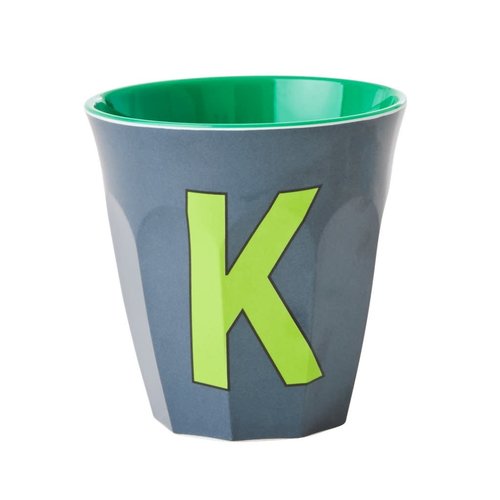 Rice Melamine cup letter K dark grey 2