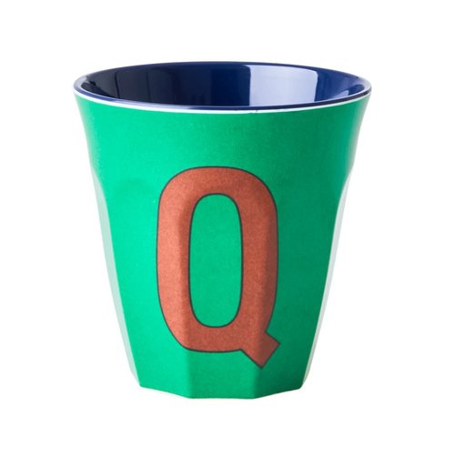 Rice Melamine cup letter Q green