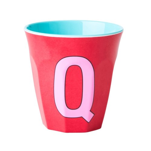 Rice Melamine cup letter Q pink