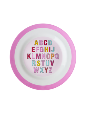 Rice Melamine Kids lunch bord Alfabet Pink