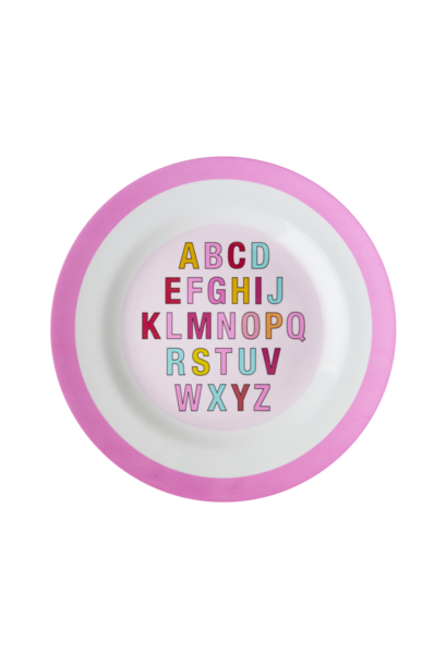 Melamine Kids lunch Teller Alfabet Pink
