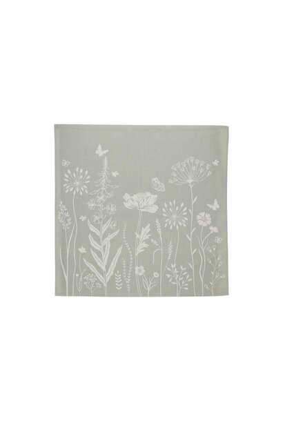 Theedoek Wild Flowers dark green