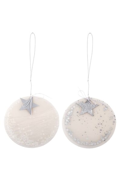 Pendant Circle paper silver set/2