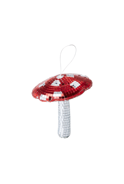 Kerst hanger Disco Xmas Mushroom silver large