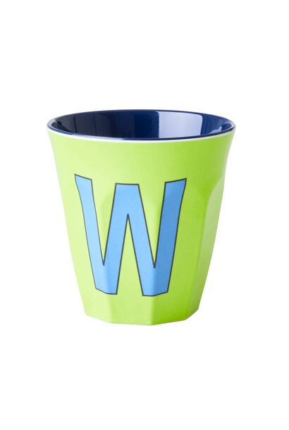 Melamine beker letter W lime green 2