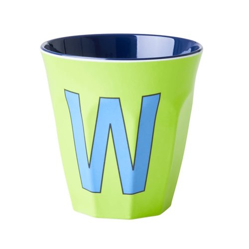 Rice Melamine beker letter W lime green 2