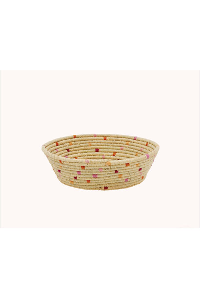 Raffia Brood mand rond large 30cm Red details