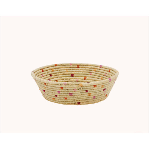 Rice Raffia Brood mand rond large 30cm Red details