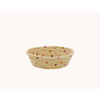 Raffia Brood mand rond small Red details