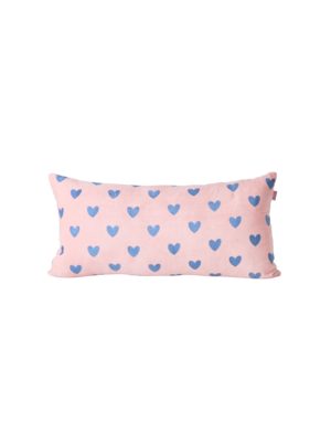 Rice Kussen fluweel rechthoek medium 30x60cm Pink - Gendarme Blue Hearts