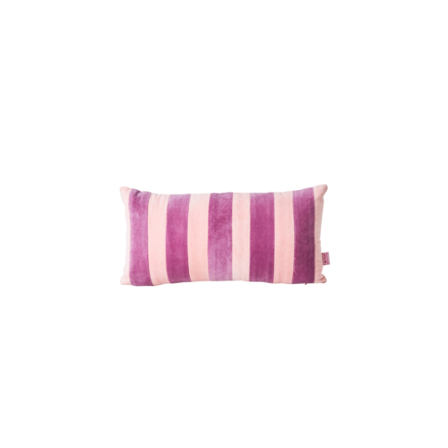 Rice Kussen fluweel rechthoek small 20x30cm Pink en Purple streep Rice Kussen fluweel rechthoek small 20x30cm Pink en Purple streep
