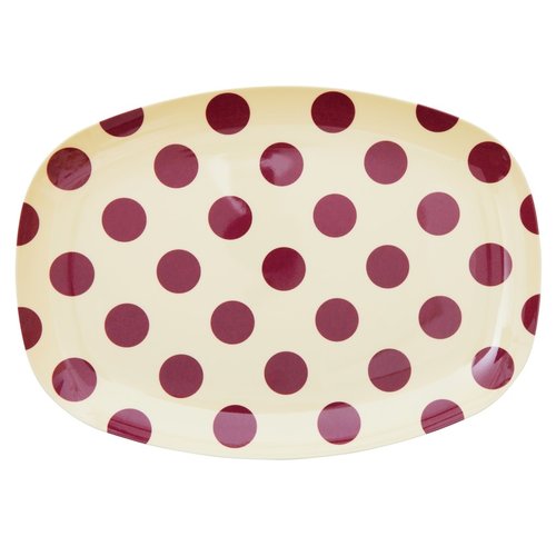 Rice Melamine oval plate Purple Dots