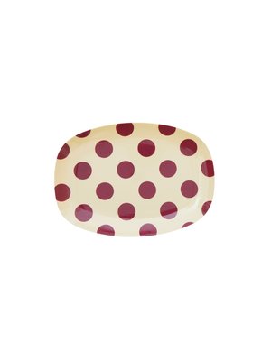 Rice Melamine oval plate small Purple Dots