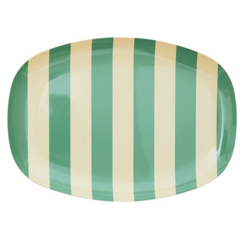 Rice Melamine oval plate Green Stripes