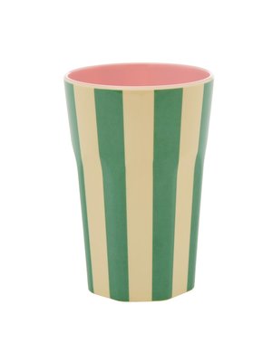 Rice Melamin Tall Tasse Green Stripes