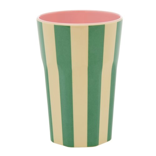 Rice Melamine Tall Beker Green Stripes Rice Melamine Tall Beker Green Stripes
