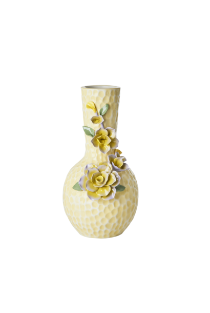 Aardewerk vaas Flower sculpture cream small