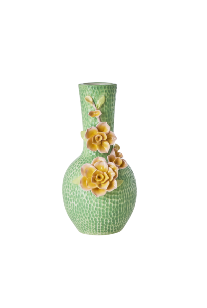 Aardewerk vaas Flower sculpture green small