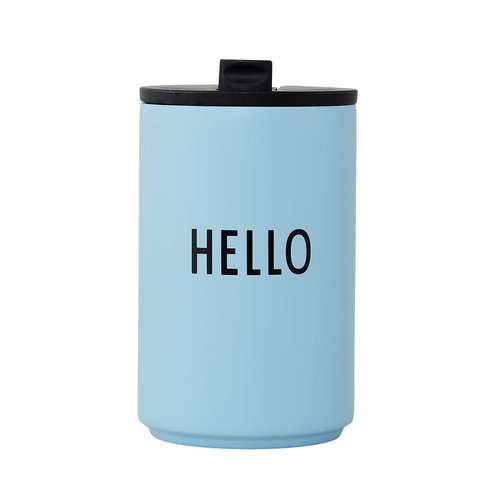 Design Letters Thermos / Geisoleerde Cup beker 350ml Hello - light blue