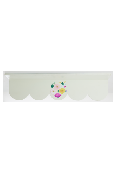 Houten wand plank off white - hand painted flowers