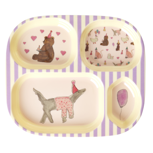 Rice Melamine Kids 4vaks bord Party Animal lavender Rice Melamine Kids 4vaks bord Party Animal lavender