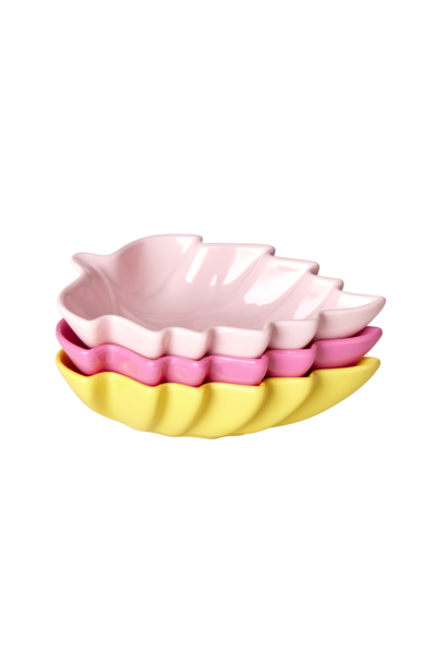 Melamine schaaltje Leaf set/3 ass Solid Colors pink, yellow, fuchsia