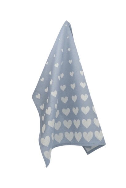 Theedoek Hearts grey-blue