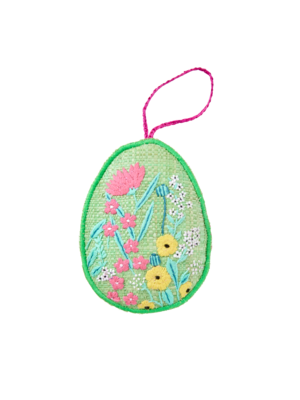 Rice Raffia Easter egg ornament large Flower green